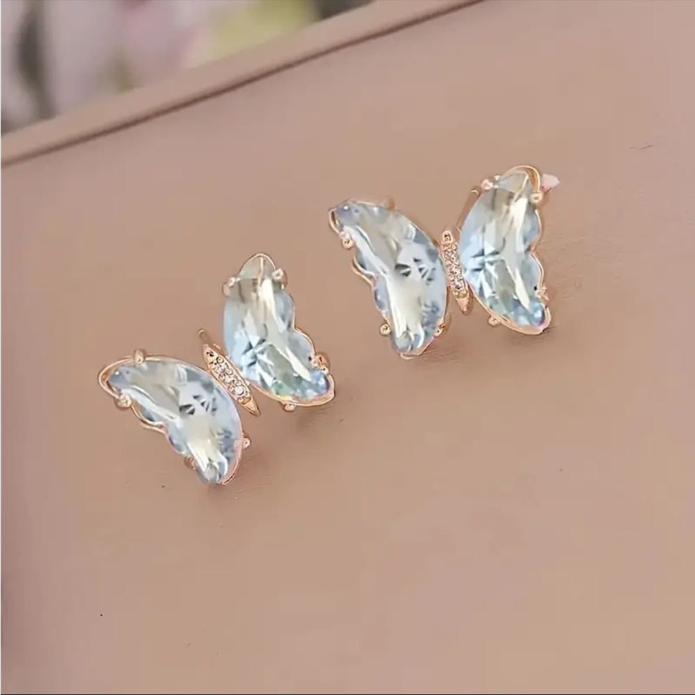 Y2K Butterfly earrings white stone new with tag NWT trending bloggers favorite